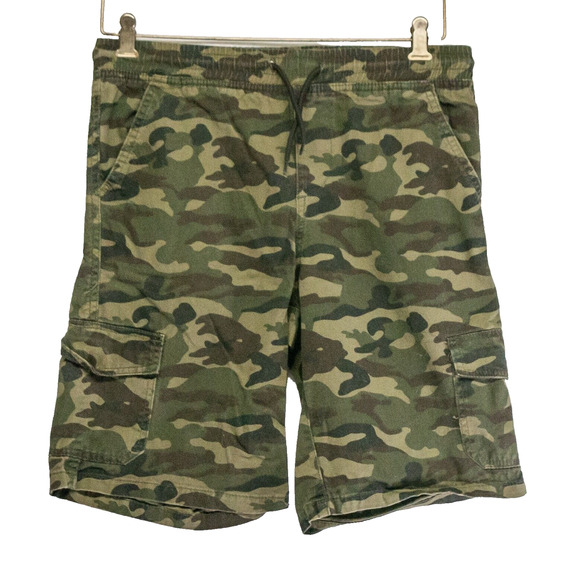 MECCA Boys Large Camo Shorts 100% Cotton Bermuda Style Elastic Waist Drawstring - Picture 1 of 3